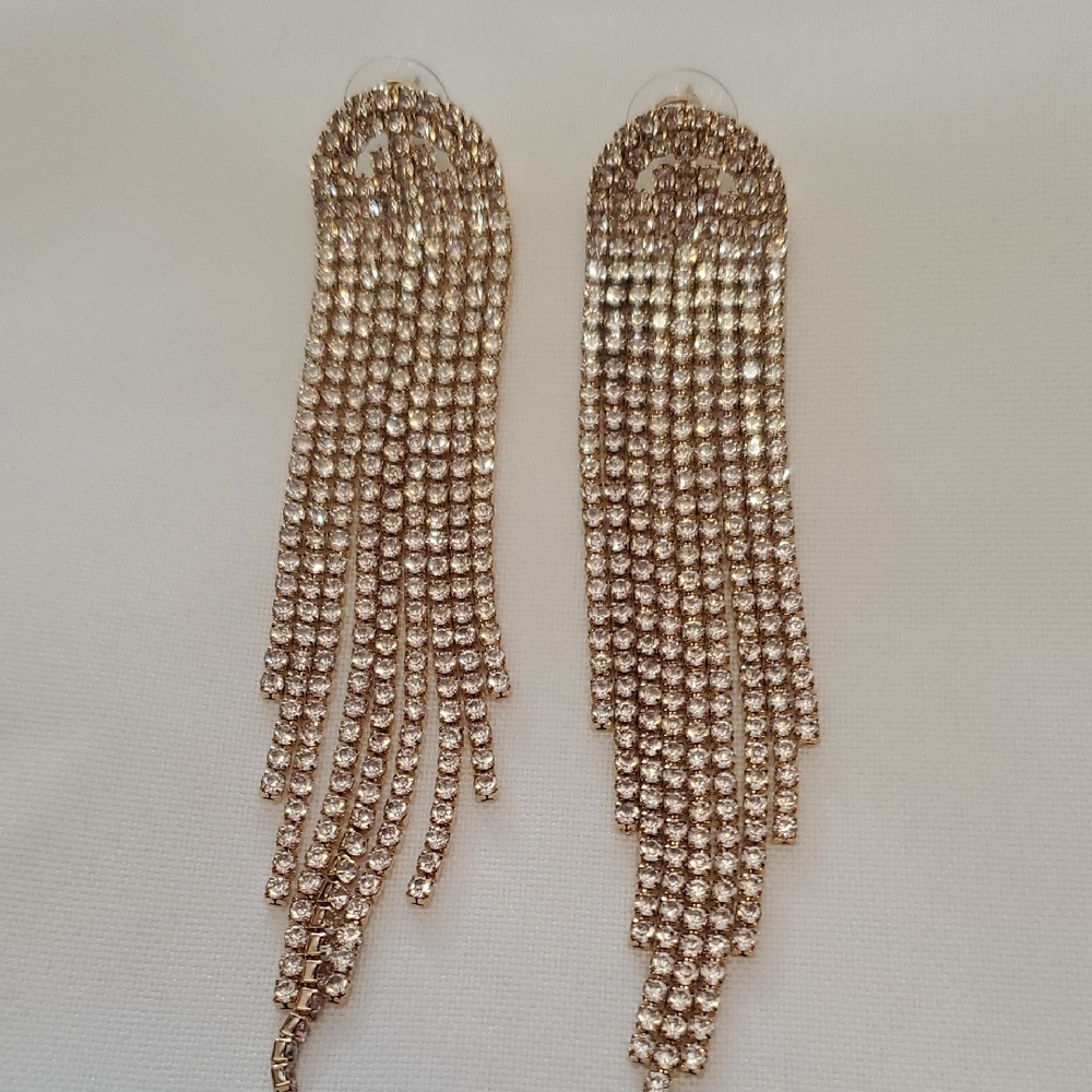 Sparkling Gold Tassel Earrings